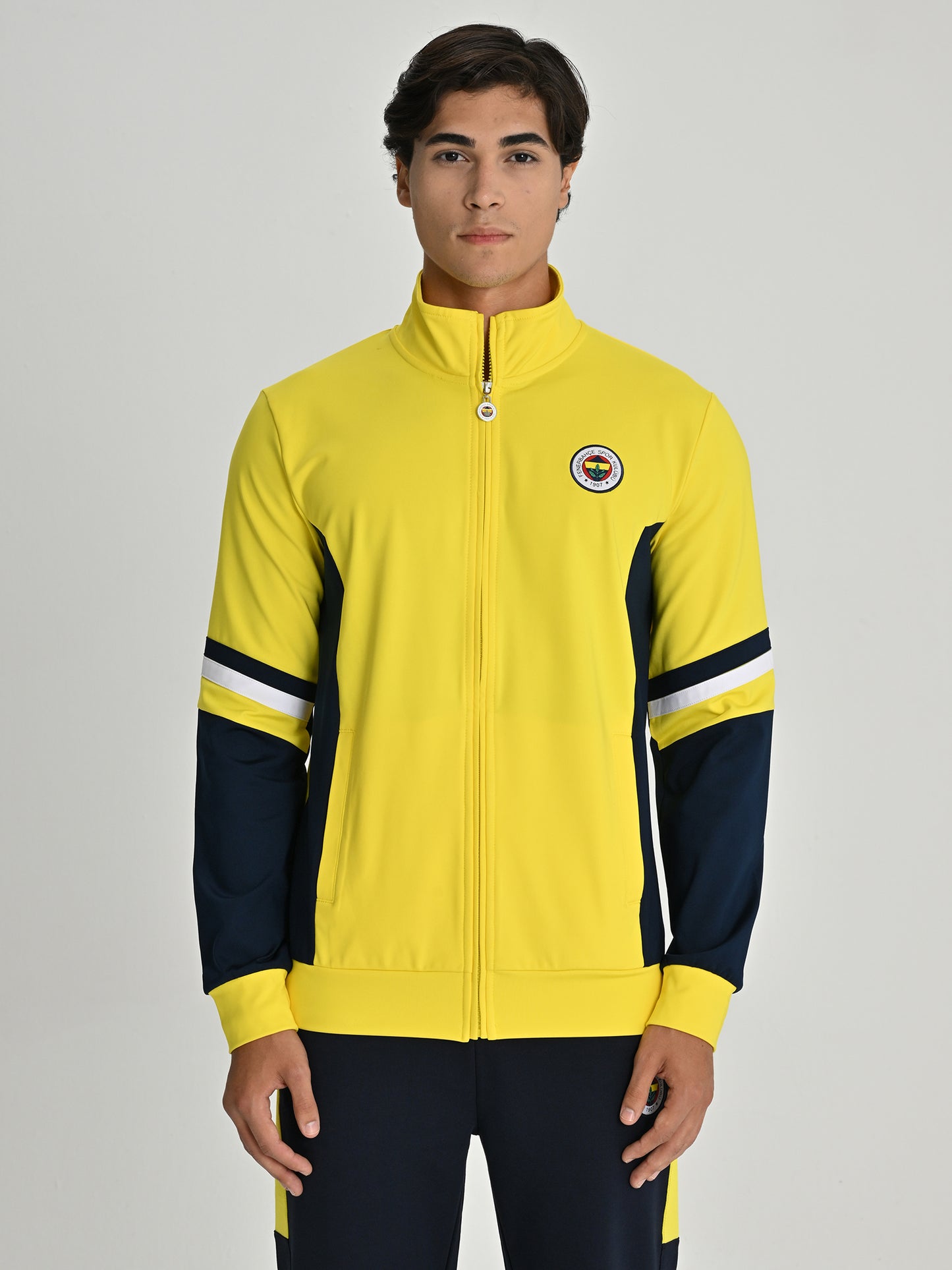 Fenerbahçe Sarı Tribün Diyagonal Detaylı Erkek Sweatshirt