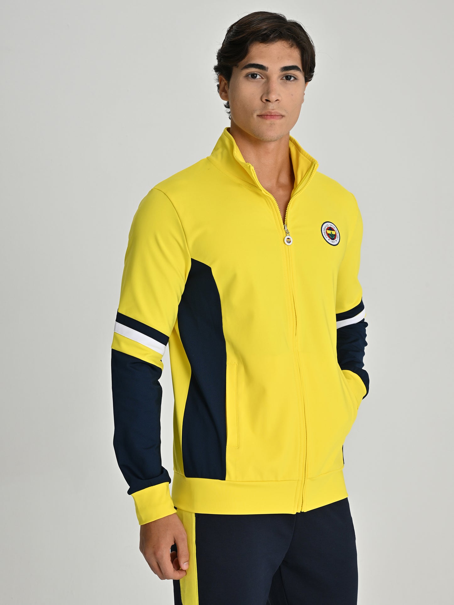 Fenerbahçe Sarı Tribün Diyagonal Detaylı Erkek Sweatshirt