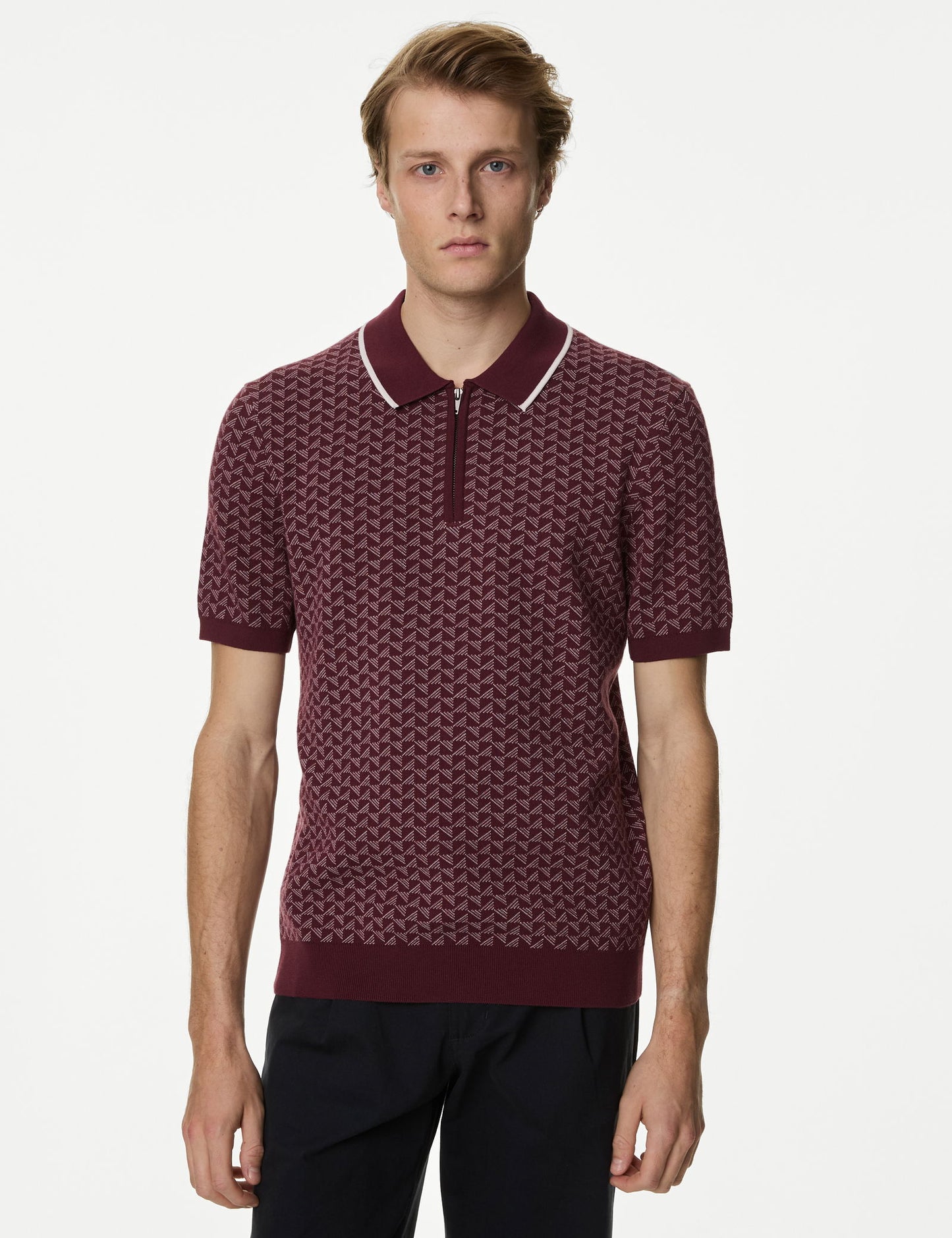 Kısa Kollu Örme Polo Yaka T-shirt