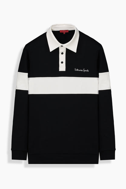 Polo Yaka Siyah Sweatshirt