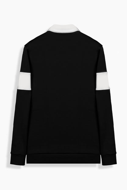 Polo Yaka Siyah Sweatshirt
