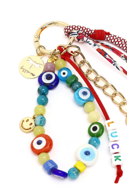 Kadın Çok Renkli Zincir Detaylı Boncuklu Metal Charm
