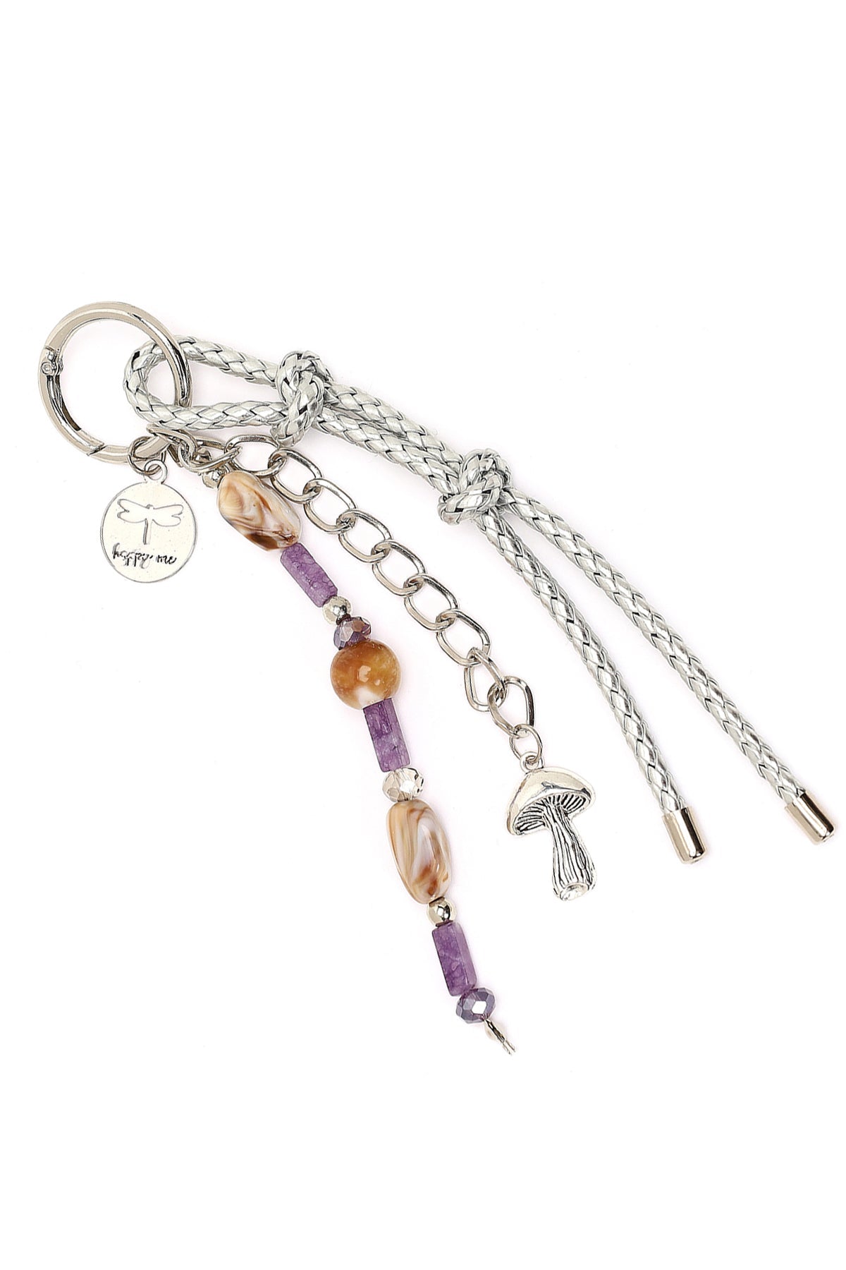 Kadın Mor Zincir Detaylı Boncuklu Metal Charm