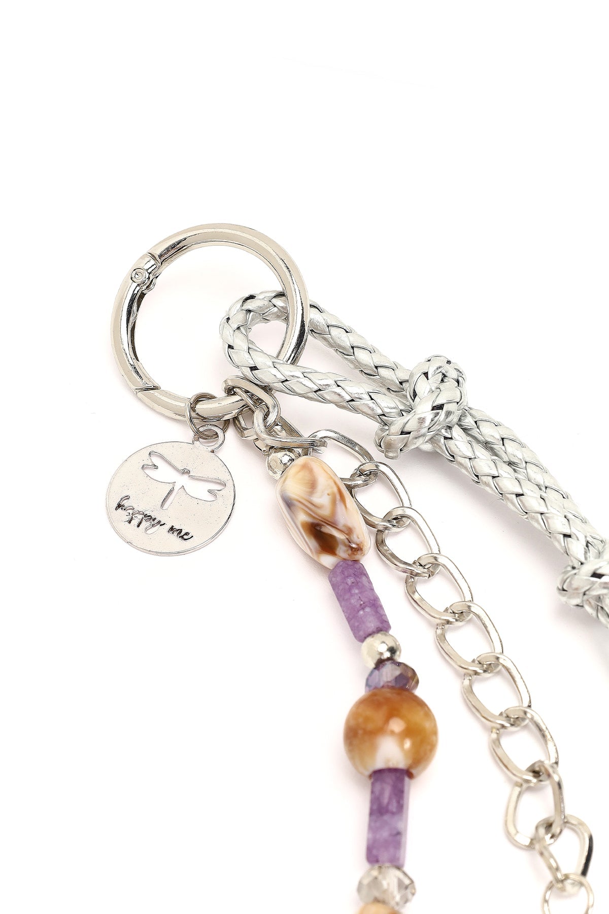 Kadın Mor Zincir Detaylı Boncuklu Metal Charm
