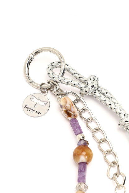 Kadın Mor Zincir Detaylı Boncuklu Metal Charm
