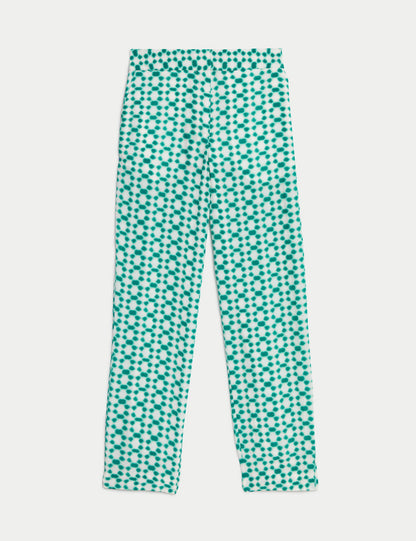 Straight Leg Desenli Cupro Pantolon