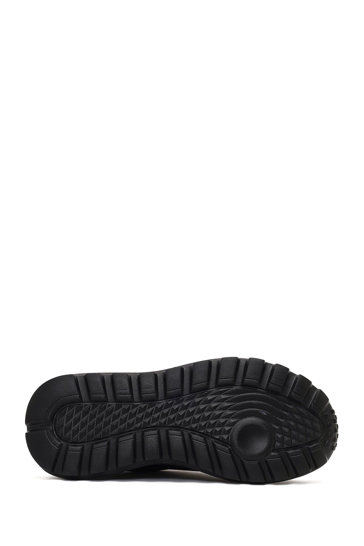 Erkek Siyah Bağcıklı Kalın Tabanlı Deri Sneaker