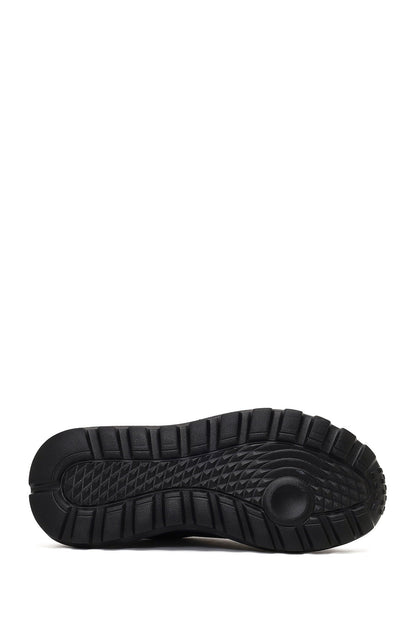 Erkek Siyah Bağcıklı Kalın Tabanlı Deri Sneaker