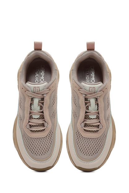 Derimod Studio Kadın Bej Bağcıklı Kalın Tabanlı Sneaker