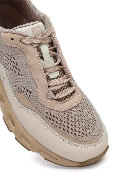Derimod Studio Kadın Bej Bağcıklı Kalın Tabanlı Sneaker