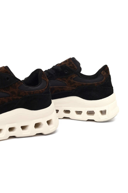 Kadın Siyah Bağcıklı Kalın Tabanlı Deri Sneaker