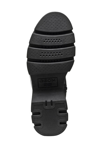 Geox Kadın Siyah D Pluette Fermuarlı Kalın Tabanlı Deri Çizme