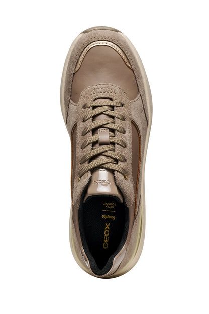 Geox Kadın Vizon D Spherıca Ec13 A - Nappa+sued Bağcıklı Dolgu Topuklu Deri Spor Sneaker