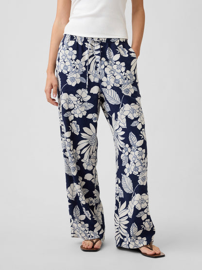 Çok Renkli Mid Rise Pull-on Wide-leg Pantolon