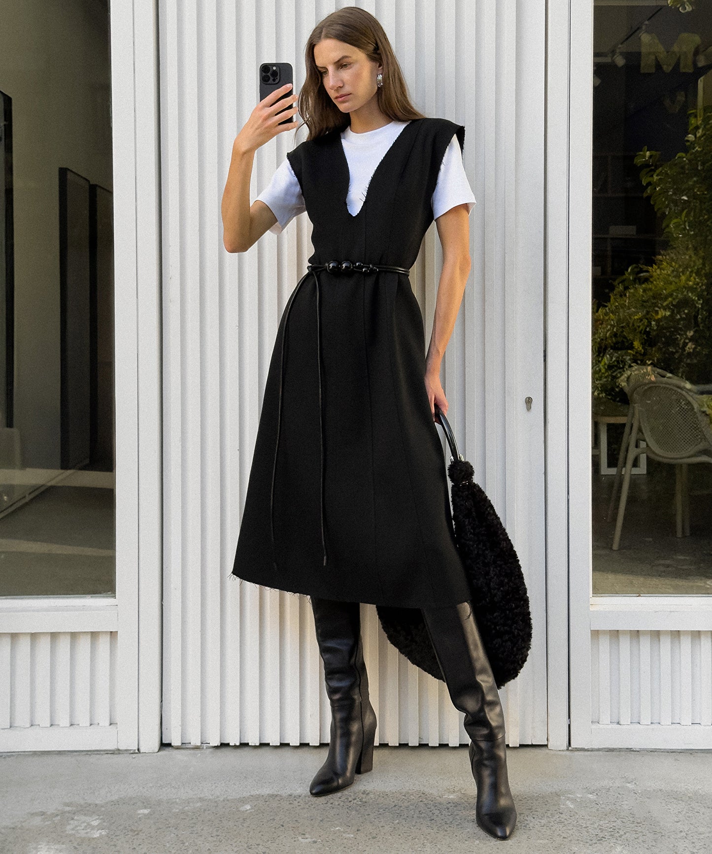 Çift Parça Colorblock Elbise