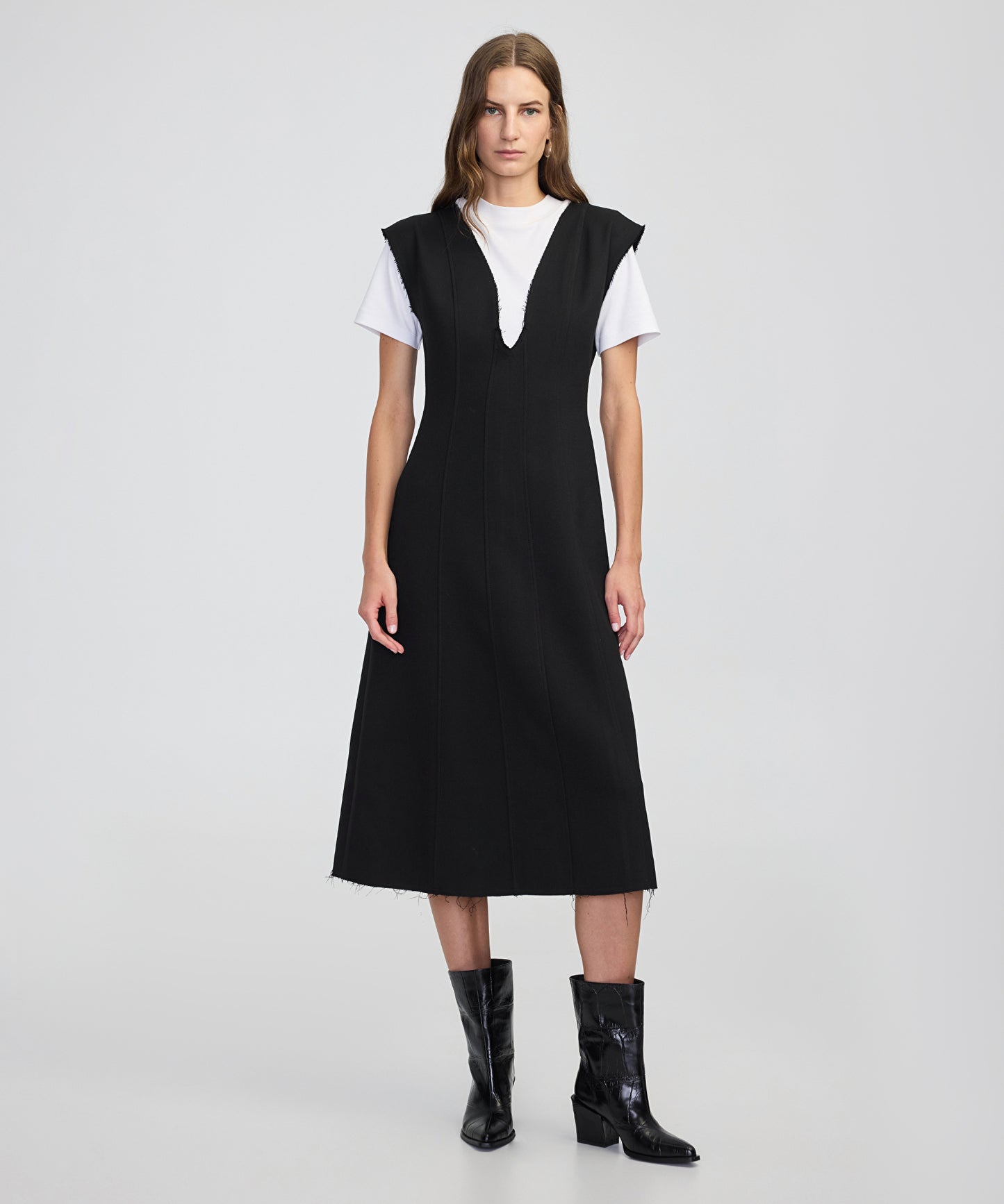 Çift Parça Colorblock Elbise
