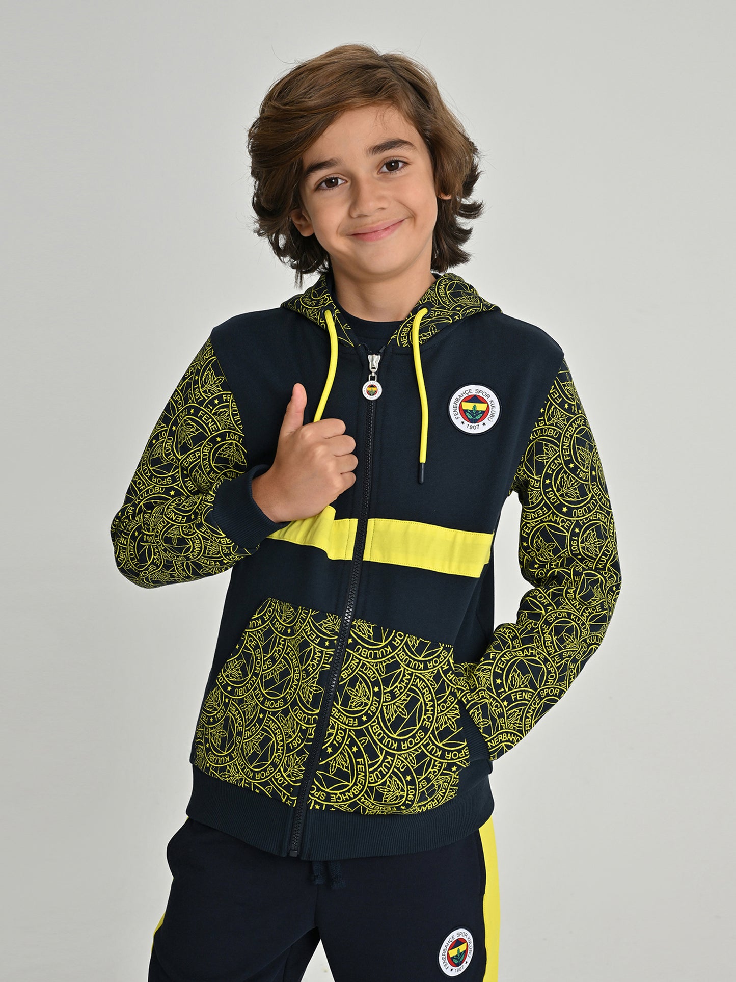 Fenerbahçe Lacivert Tribün Logo Pattern Çocuk Sweatshirt