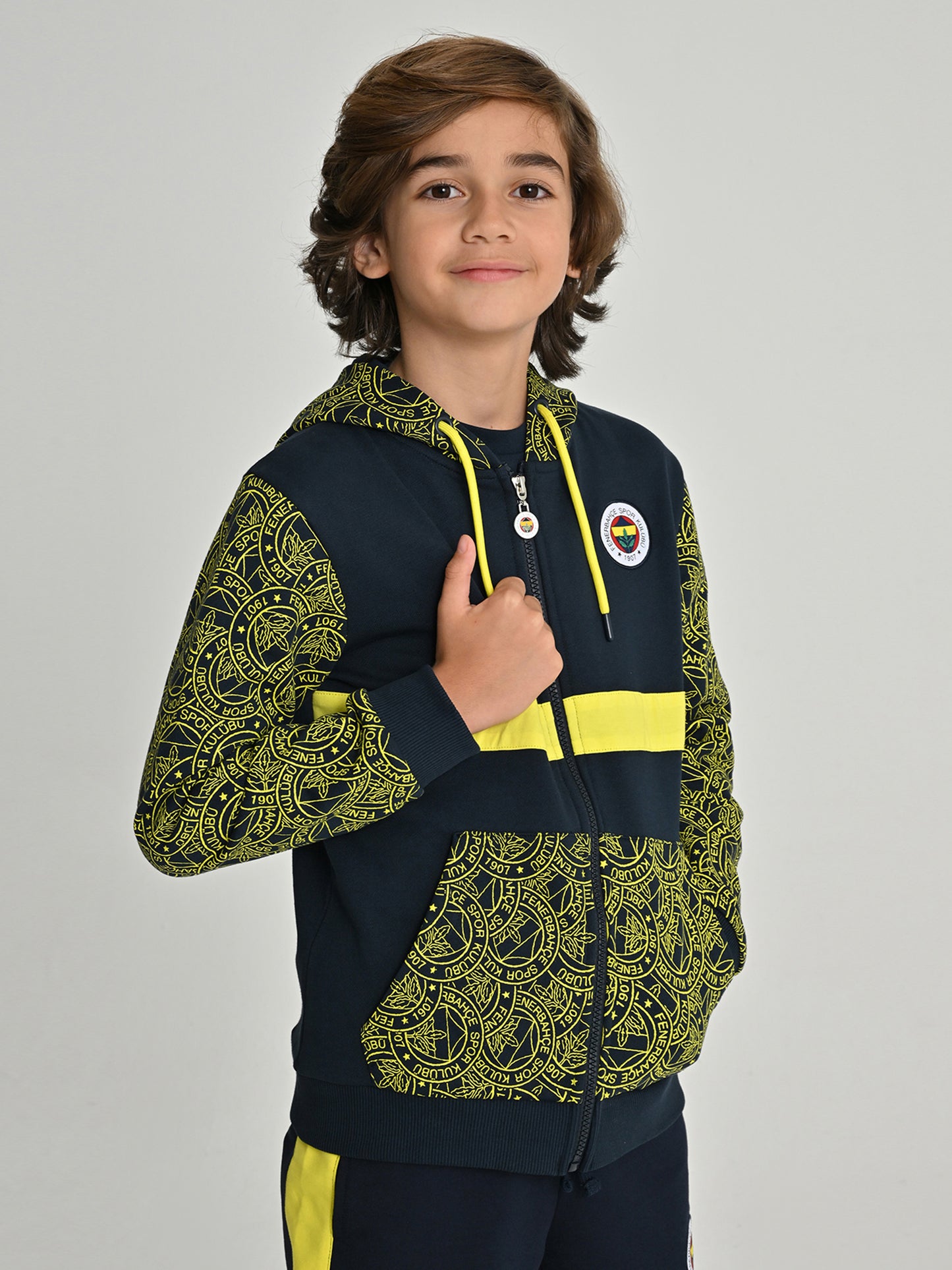 Fenerbahçe Lacivert Tribün Logo Pattern Çocuk Sweatshirt