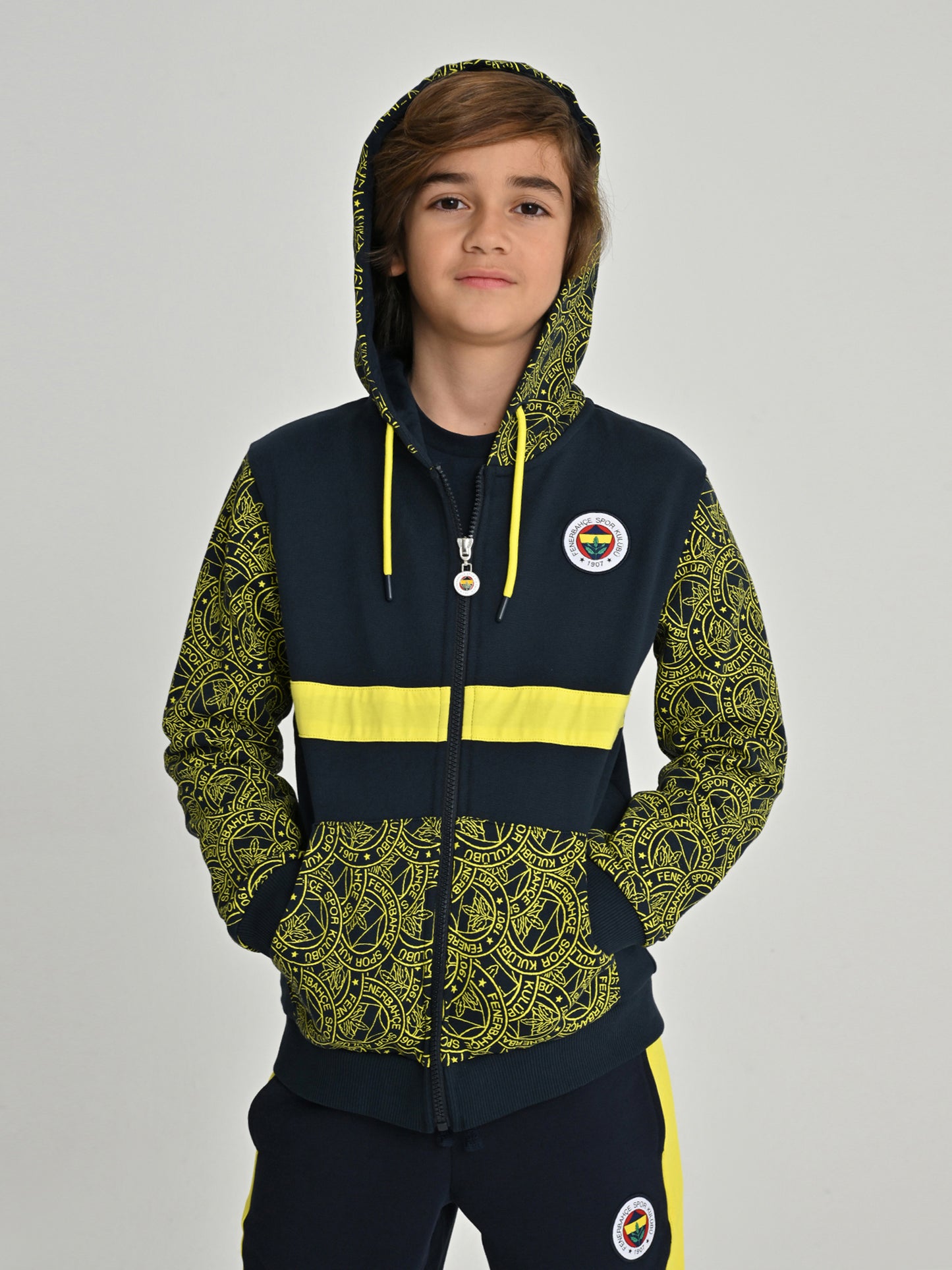 Fenerbahçe Lacivert Tribün Logo Pattern Çocuk Sweatshirt