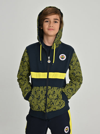 Fenerbahçe Lacivert Tribün Logo Pattern Çocuk Sweatshirt
