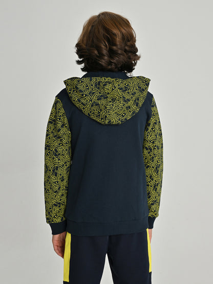 Fenerbahçe Lacivert Tribün Logo Pattern Çocuk Sweatshirt