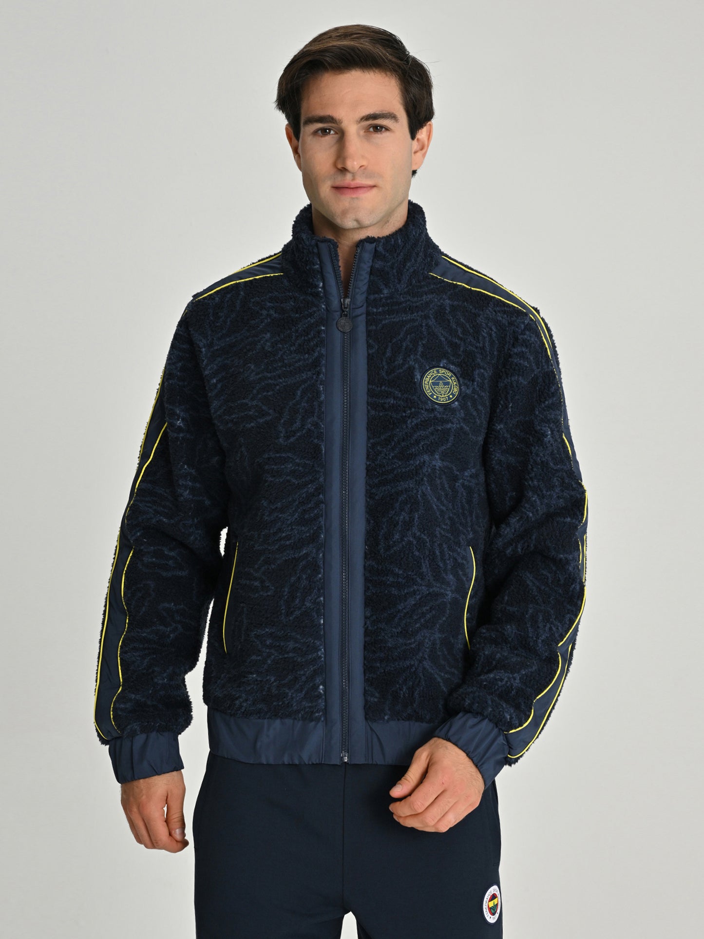 Fenerbahçe Lacivert Tribün Palamut Detaylı Peluş Erkek Sweatshirt