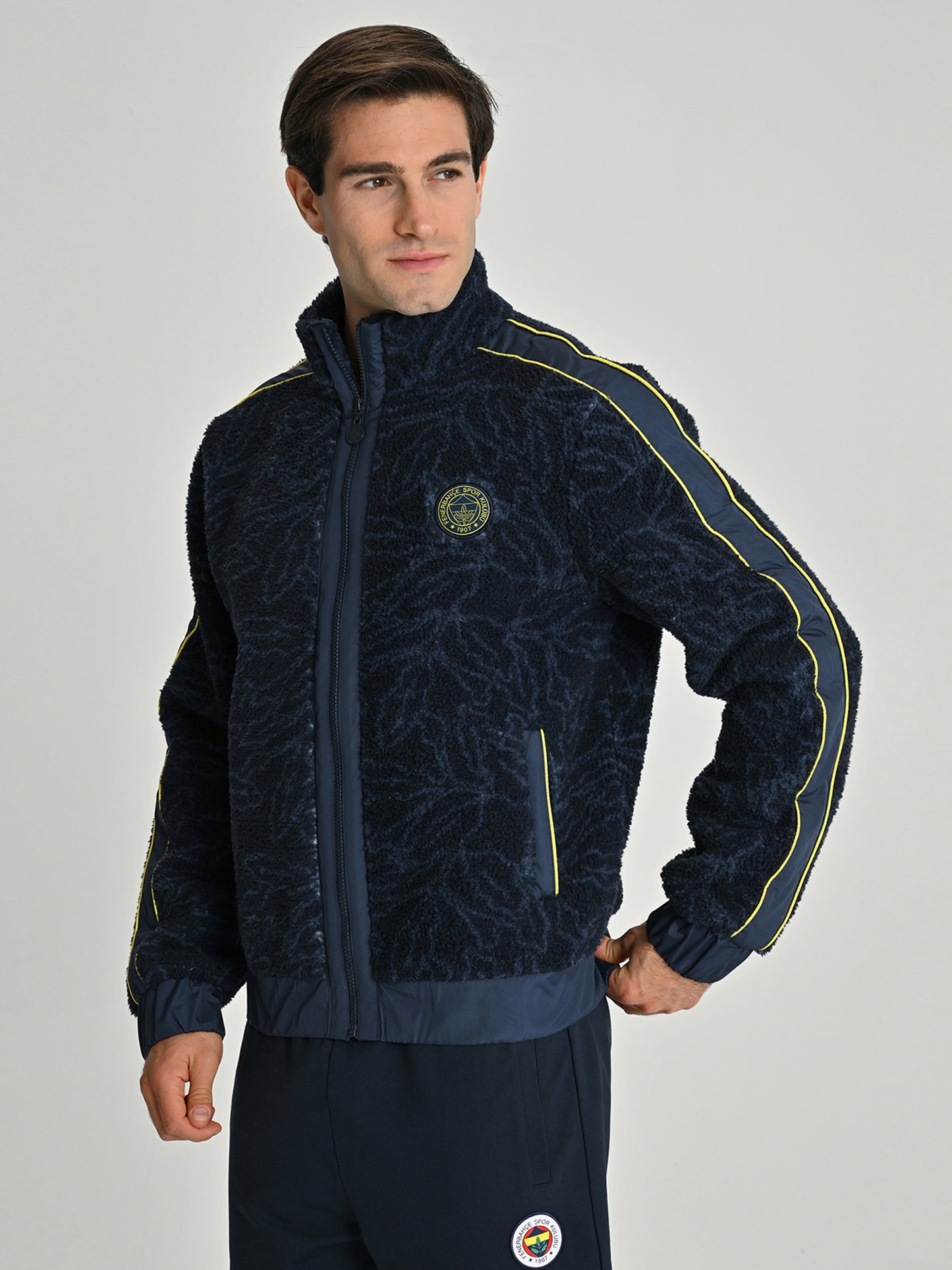 Fenerbahçe Lacivert Tribün Palamut Detaylı Peluş Erkek Sweatshirt