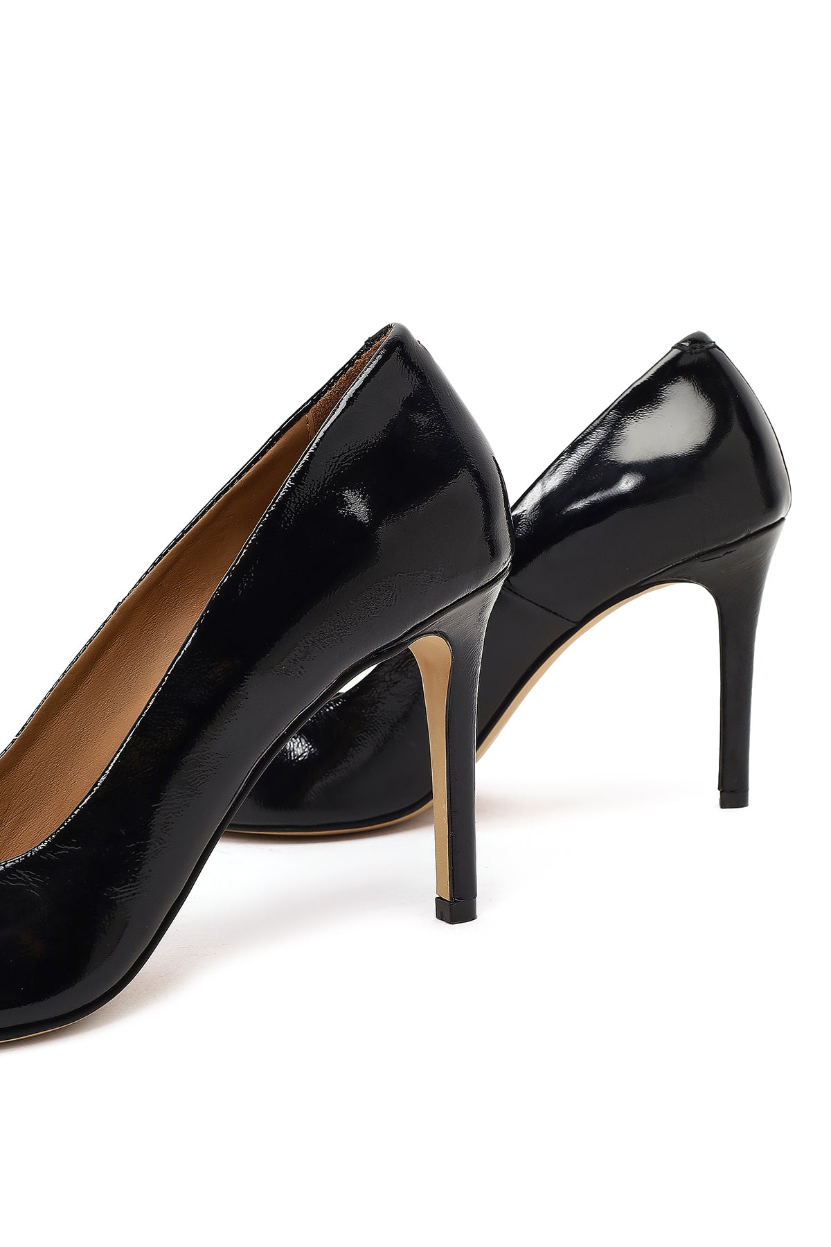Kadın Siyah Ince Topuklu Rugan Deri Stiletto