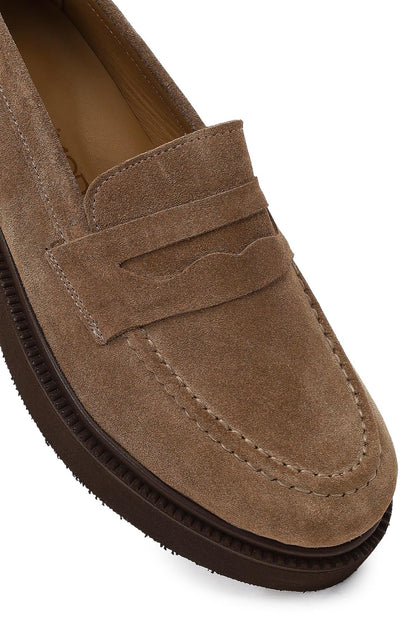 Kadın Vizon Süet Deri Loafer