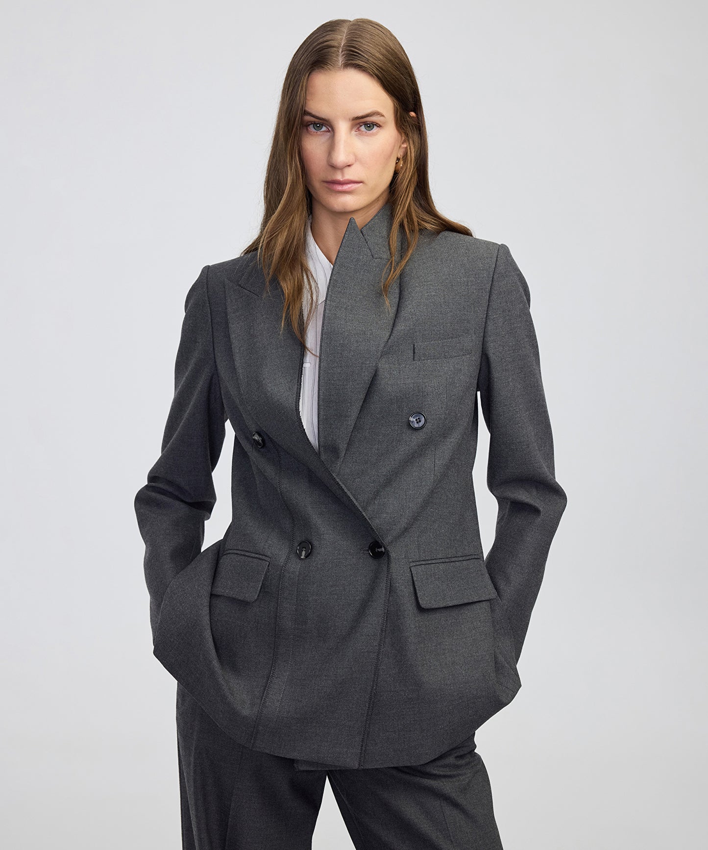 Triko Şeritli Raw Edge Blazer