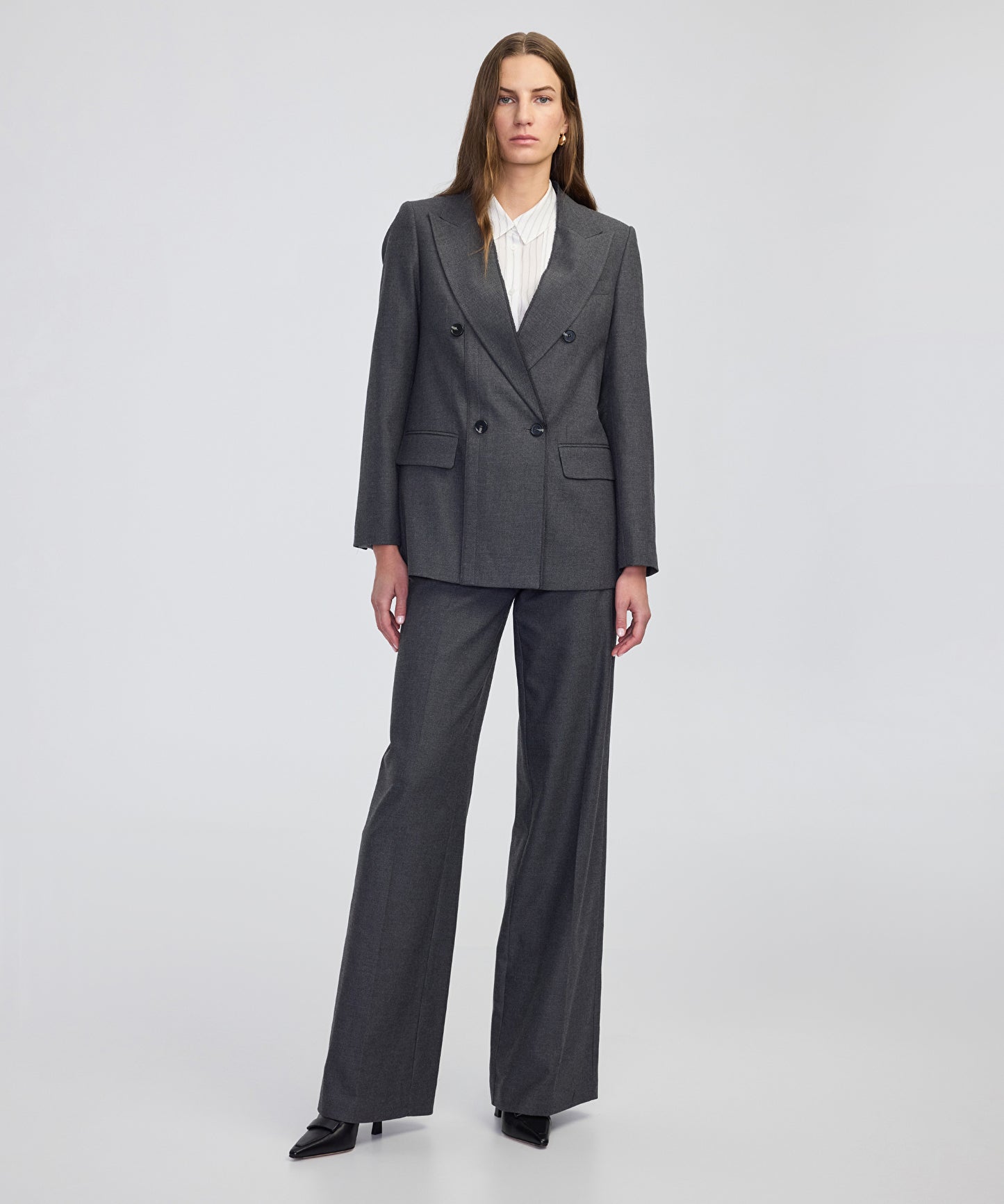 Triko Şeritli Raw Edge Blazer