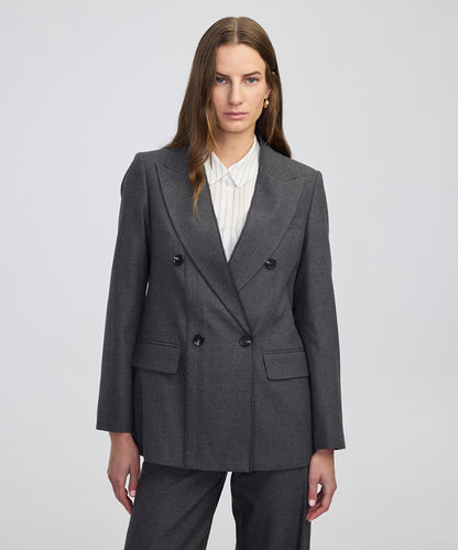Triko Şeritli Raw Edge Blazer