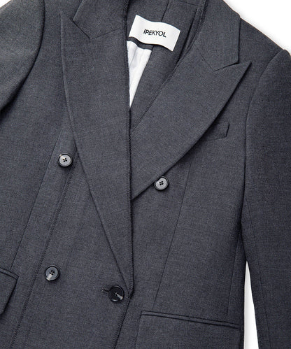Triko Şeritli Raw Edge Blazer