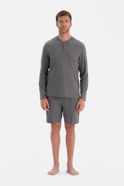 Uzun Kollu Üçlü Pijama Takim