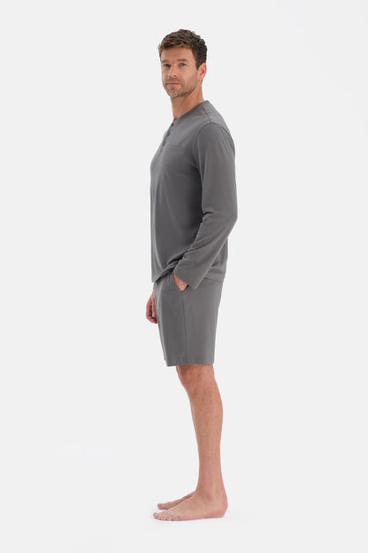 Uzun Kollu Üçlü Pijama Takim