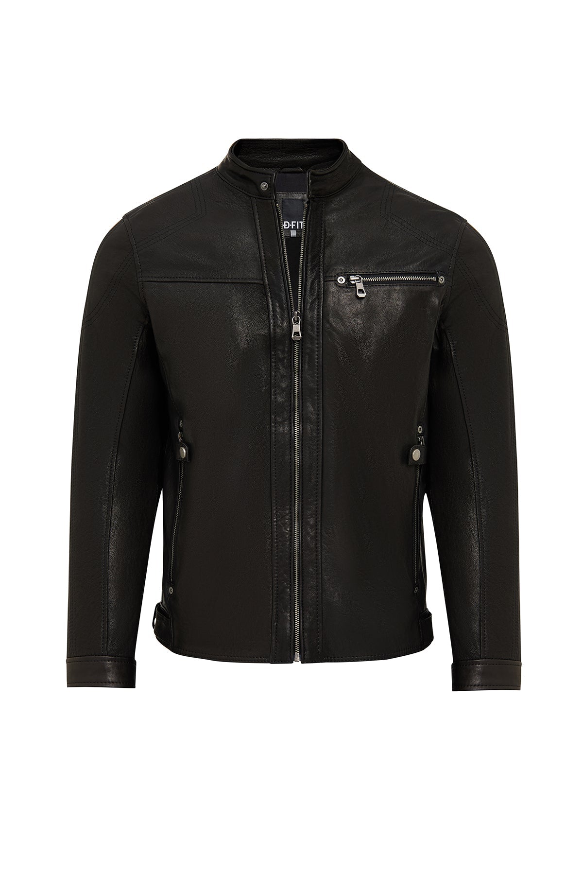 Towns Erkek Siyah Slim-fit Kısa Deri Ceket