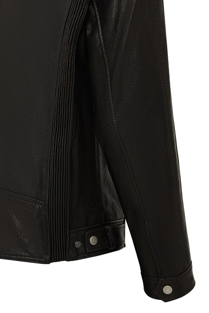 Towns Erkek Siyah Slim-fit Kısa Deri Ceket