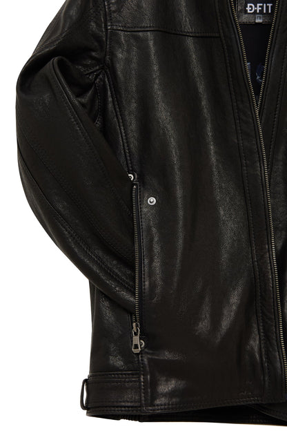 Towns Erkek Siyah Slim-fit Kısa Deri Ceket
