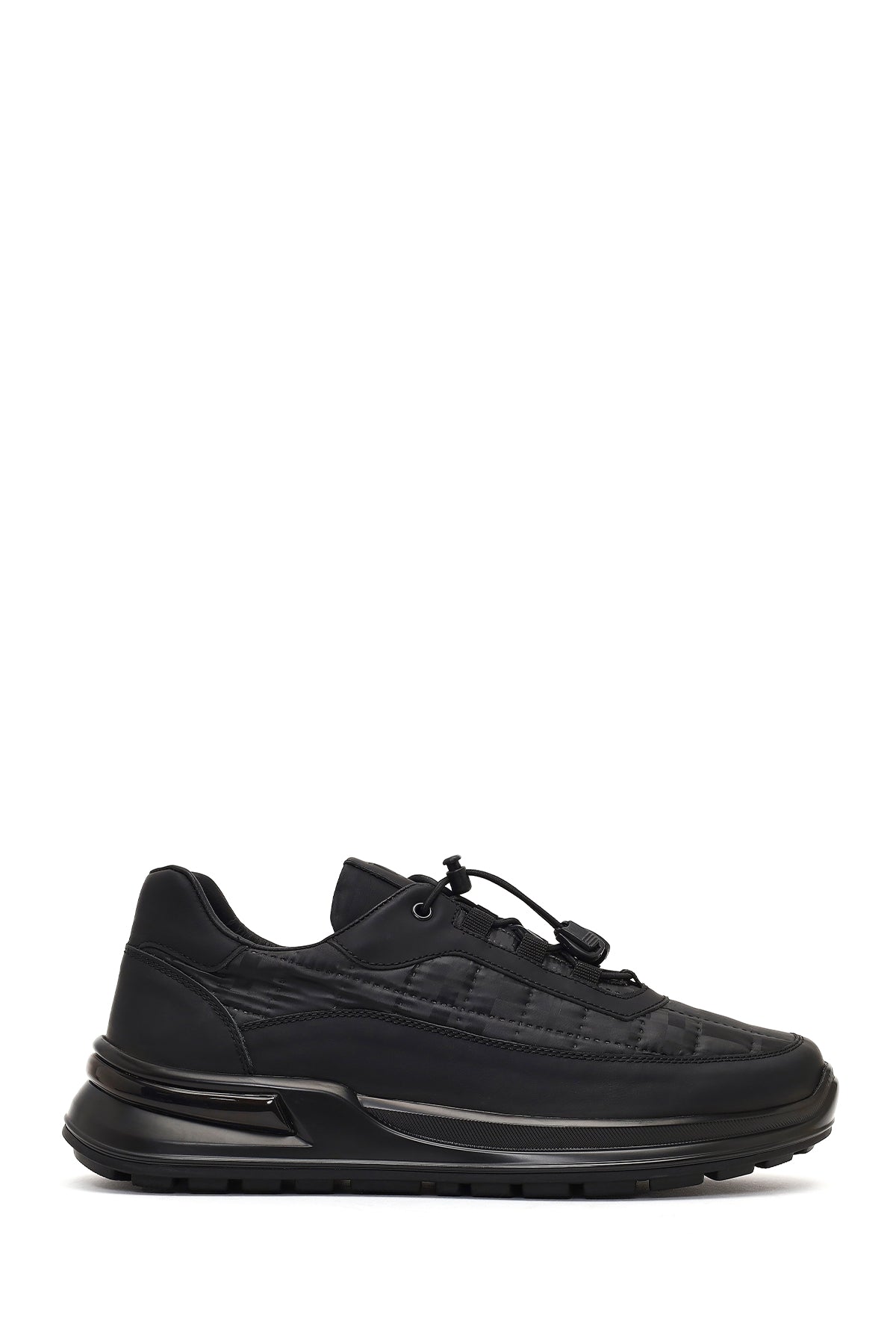 Erkek Siyah Kalın Tabanlı Deri Sneaker