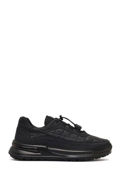 Erkek Siyah Kalın Tabanlı Deri Sneaker