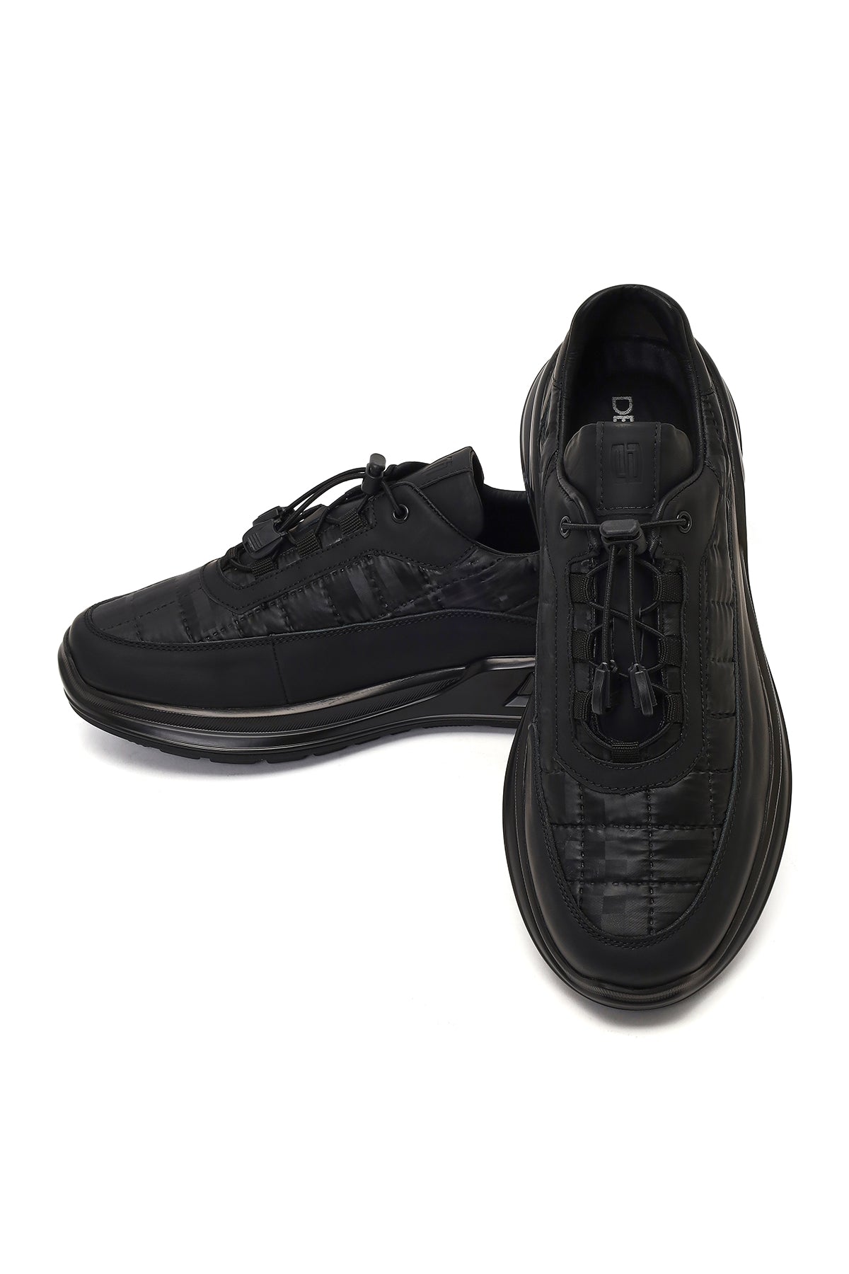 Erkek Siyah Kalın Tabanlı Deri Sneaker