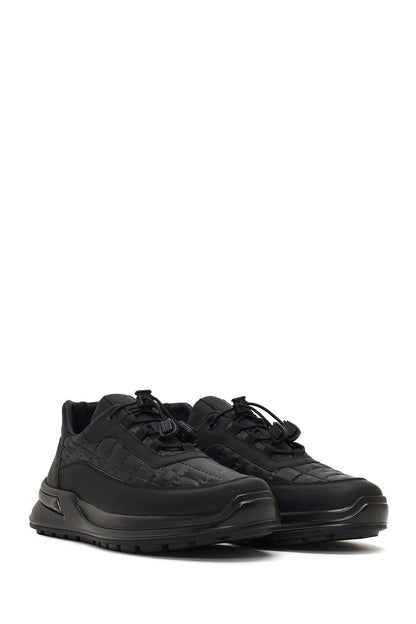 Erkek Siyah Kalın Tabanlı Deri Sneaker