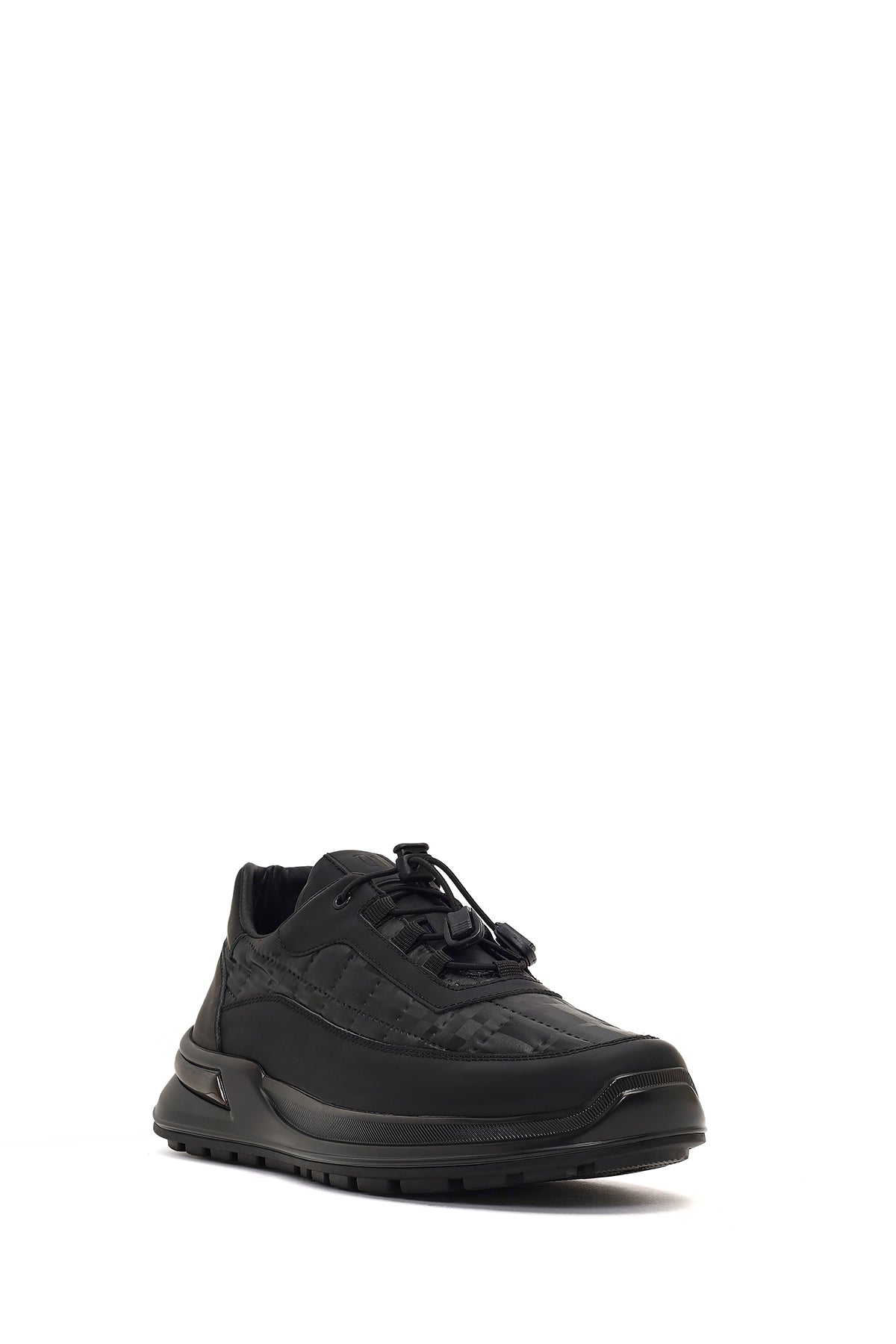 Erkek Siyah Kalın Tabanlı Deri Sneaker