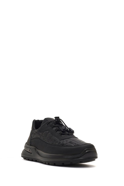 Erkek Siyah Kalın Tabanlı Deri Sneaker