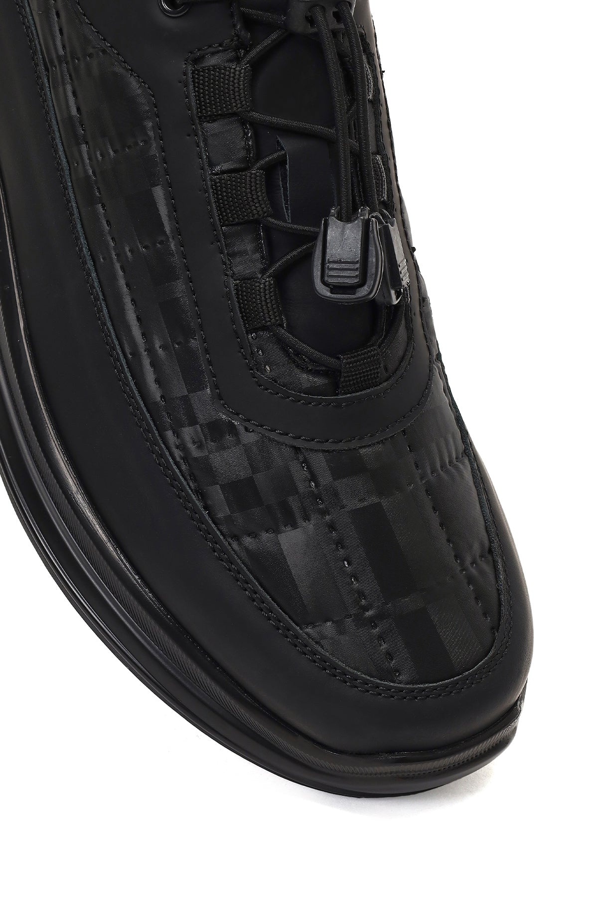 Erkek Siyah Kalın Tabanlı Deri Sneaker