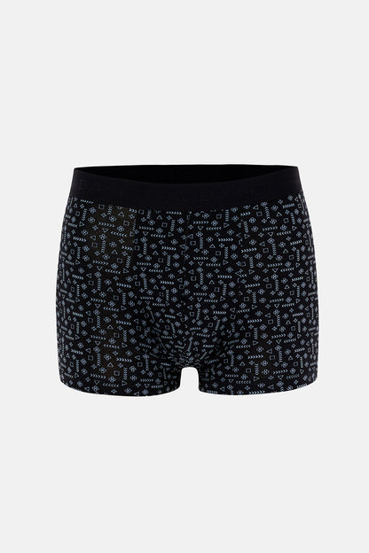 Siyah 2'li Desenli Pamuk Boxer