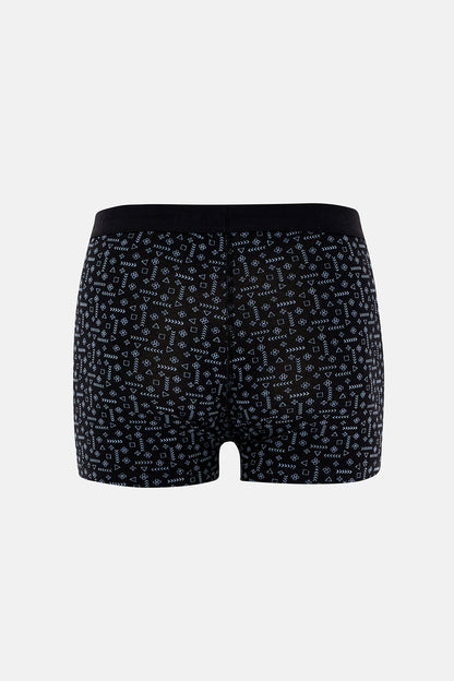 Siyah 2'li Desenli Pamuk Boxer