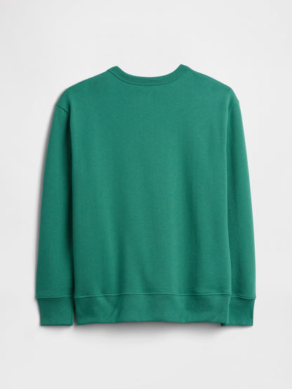 Yeşil Relaxed Minecraft Grafik Baskılı Sweatshirt