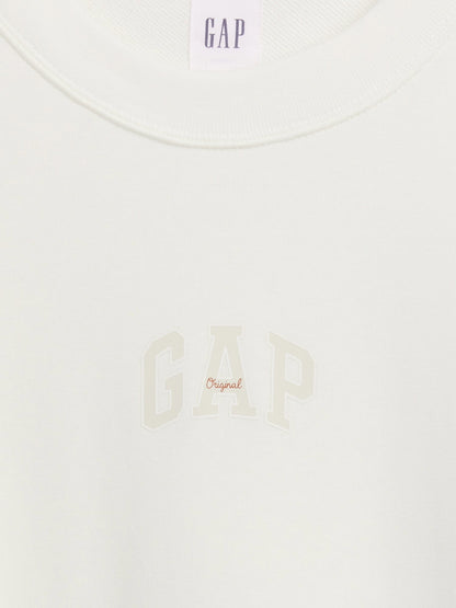 Beyaz Oversized Gap Logo Fransız Havlu Kumaş T-shirt