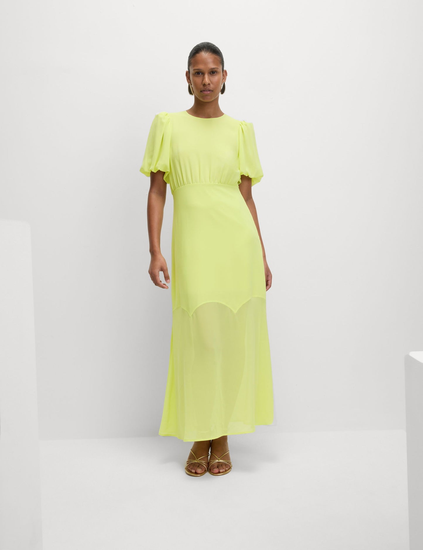 Keten Karışımlı Regular Fit Maxi Tea Elbise